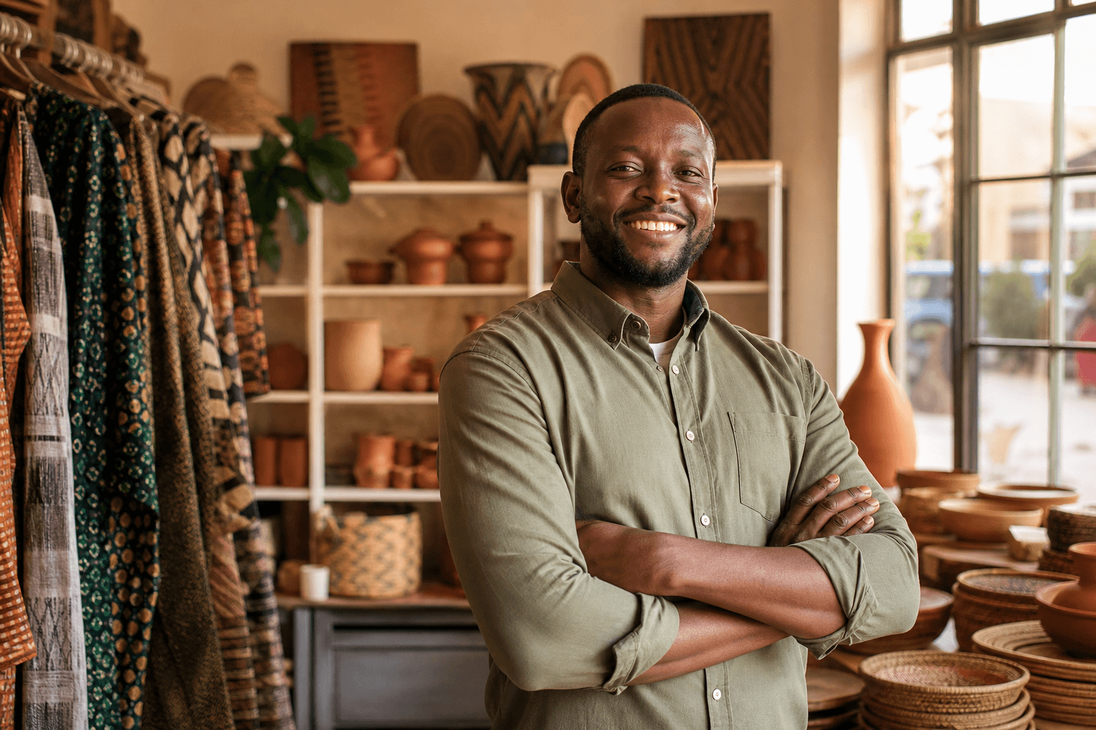 Kenyan business owner using Ushuru